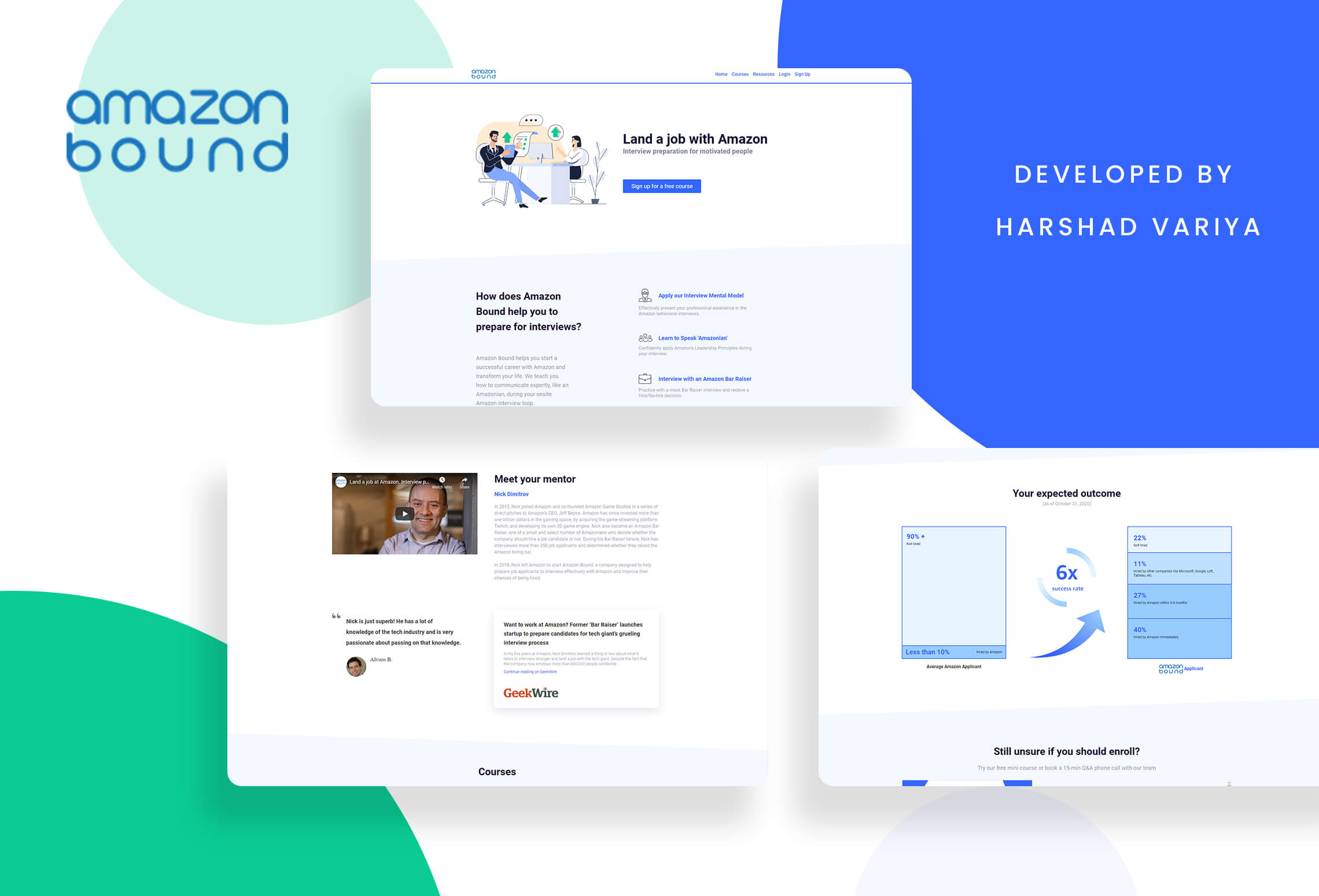 Amazon Bound helps you start a successful career with Amazon and transform your life. We teach you how to communicate expertly, like an Amazonian, during your onsite Amazon interview loop. Website built by Harshad Variya Freelance Web Designer
