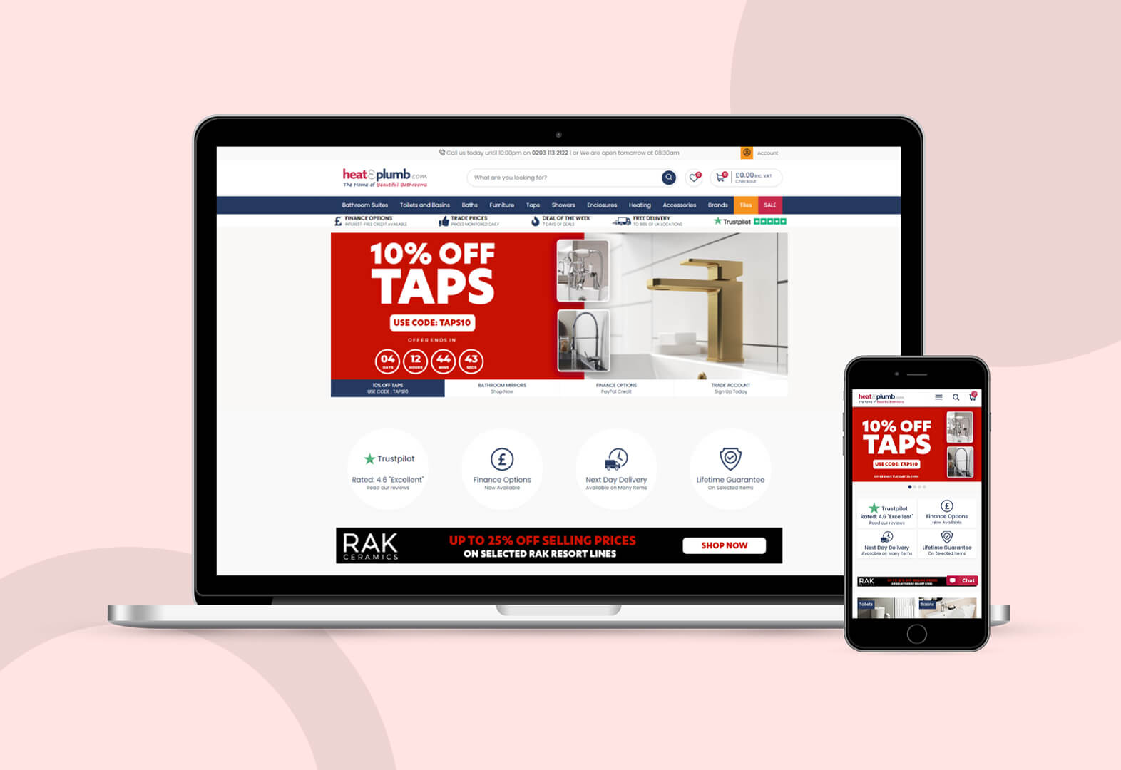 Heat & Plumb | Bathrooms, Heating & Plumbing. Website built by Harshad Variya Freelance Web Designer