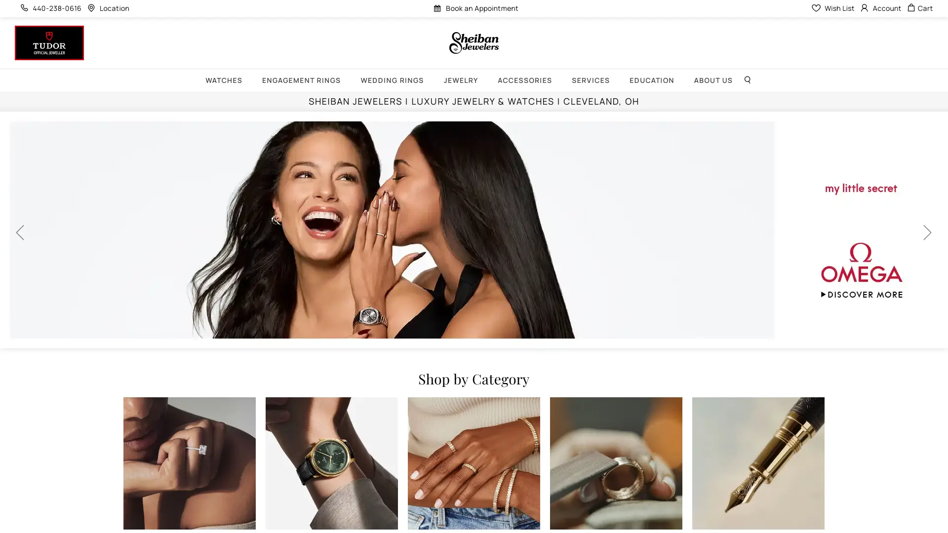 Sheiban Jewelers luxury jewelry WordPress site homepage displaying fine jewelry layout and hero banner